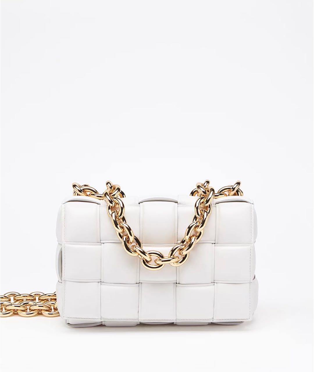 BOTTEGA VENETA Белая кожаная сумка через плечо, фото 6