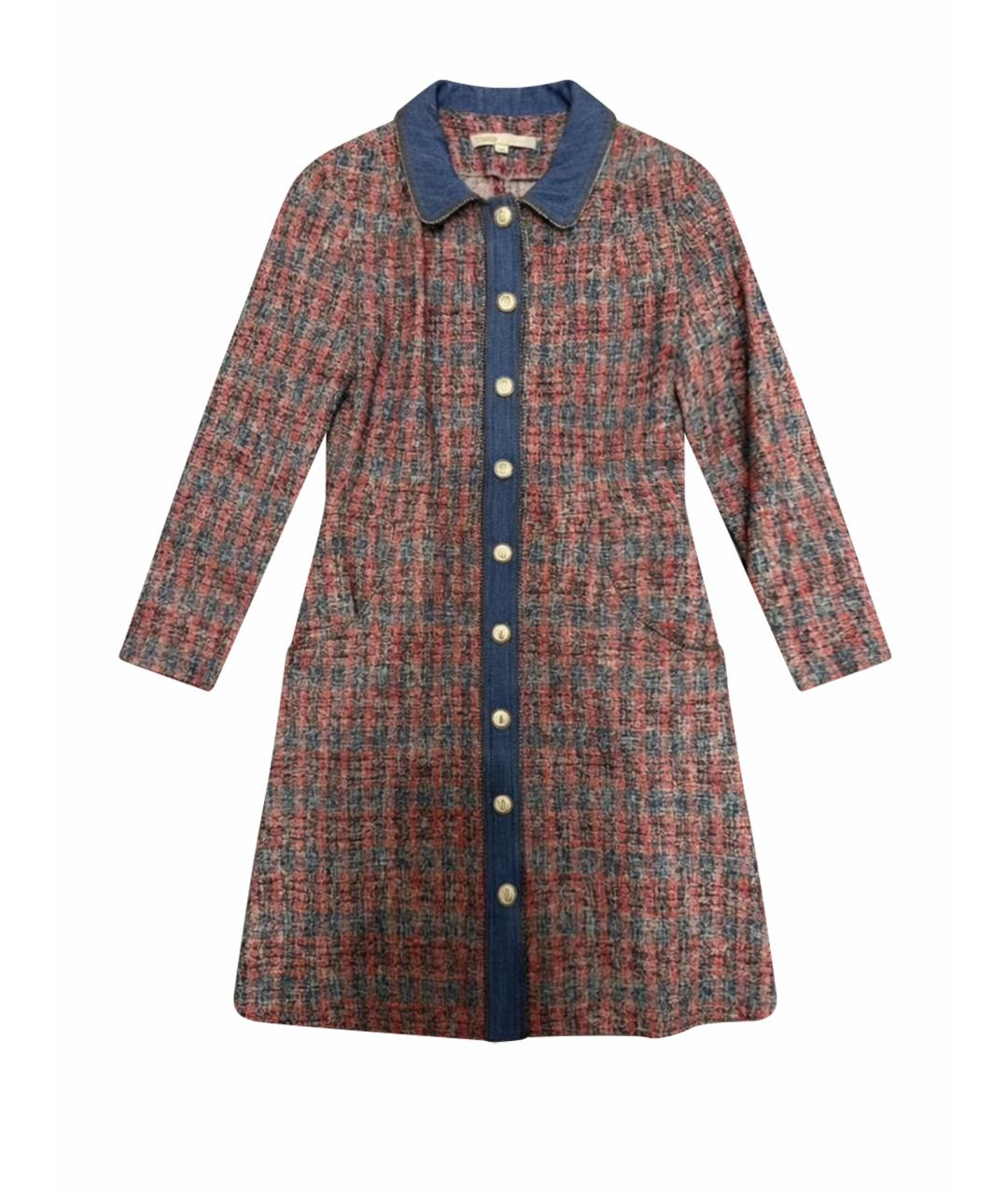 MAJE Розовое твидовое повседневное платье, фото 1