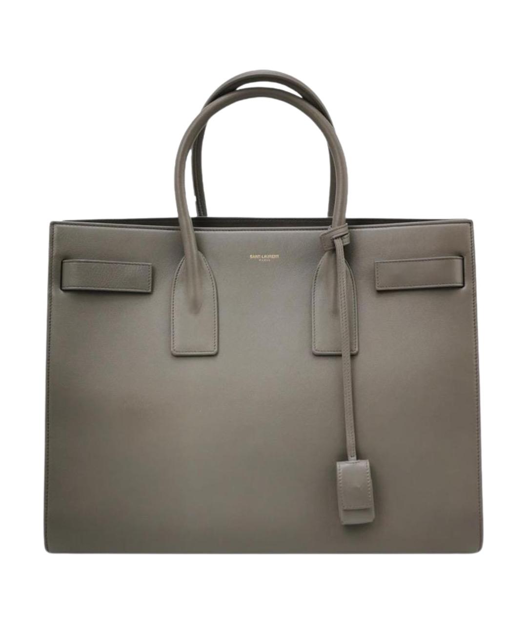 SAINT LAURENT Серая кожаная сумка с короткими ручками, фото 1