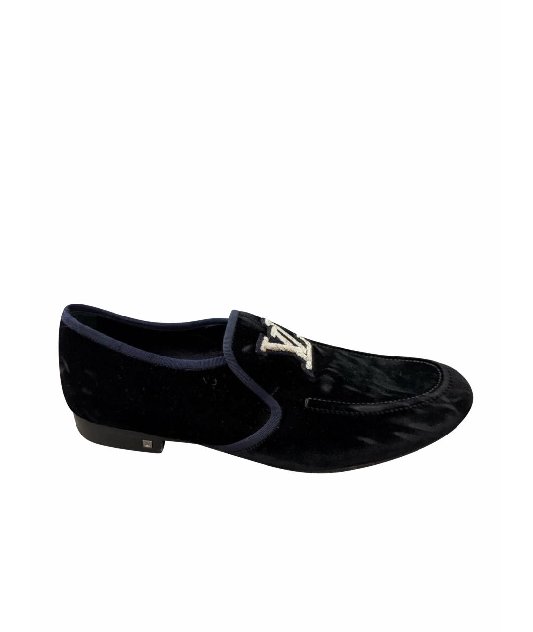 LOUIS VUITTON Темно-синие бархатные туфли, фото 1