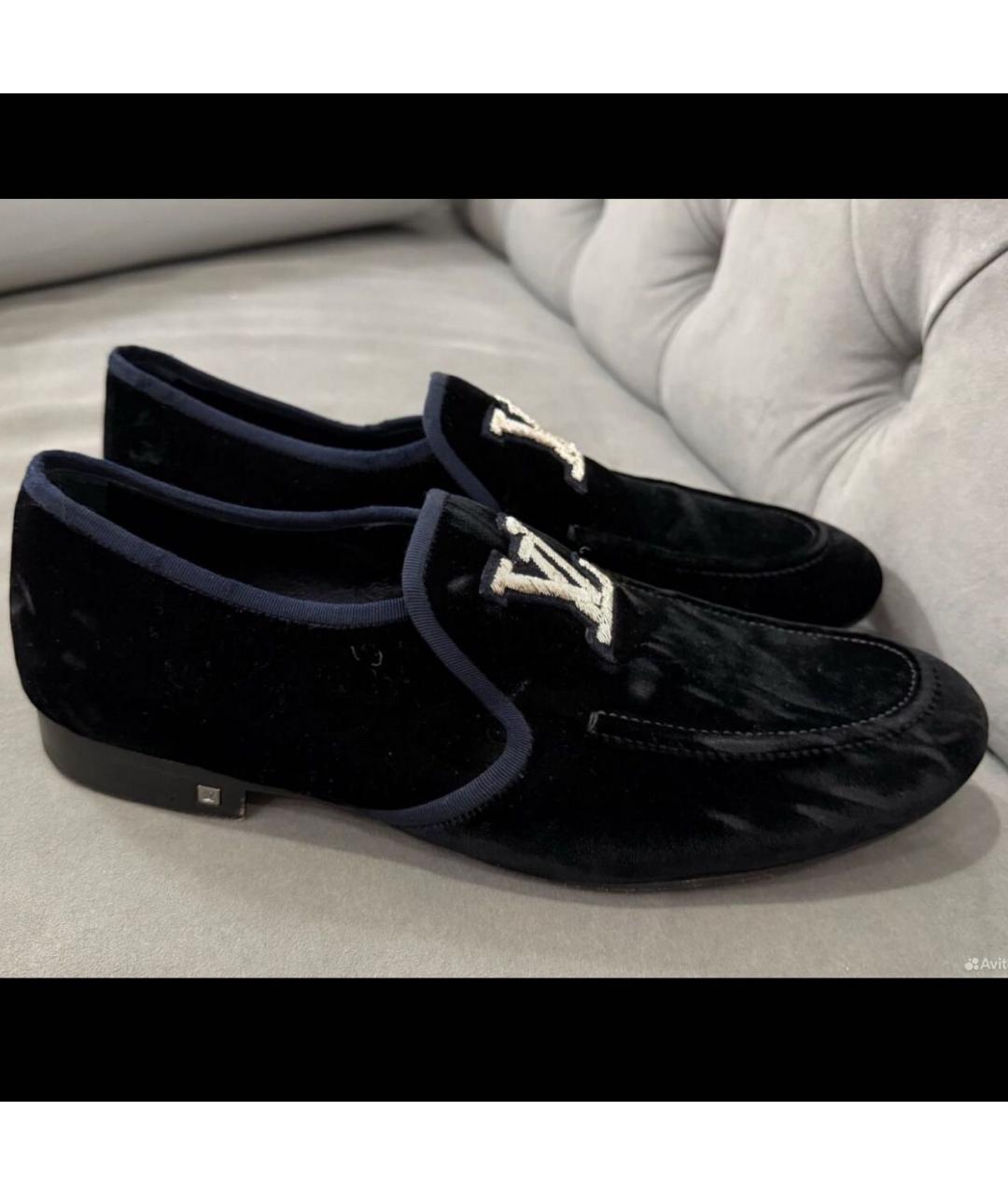 LOUIS VUITTON Темно-синие бархатные туфли, фото 6