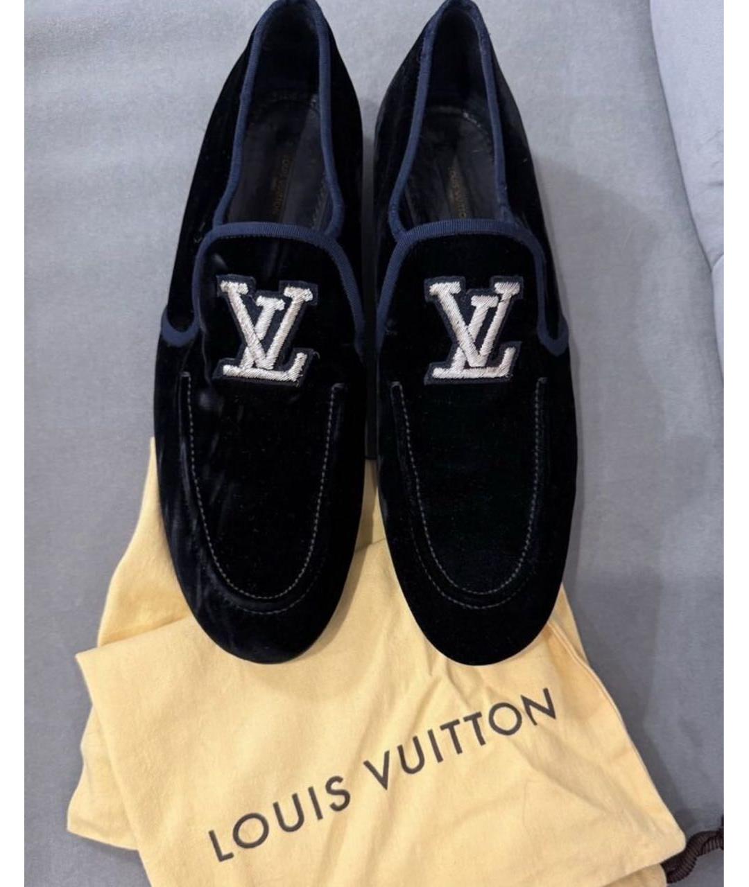 LOUIS VUITTON Темно-синие бархатные туфли, фото 3