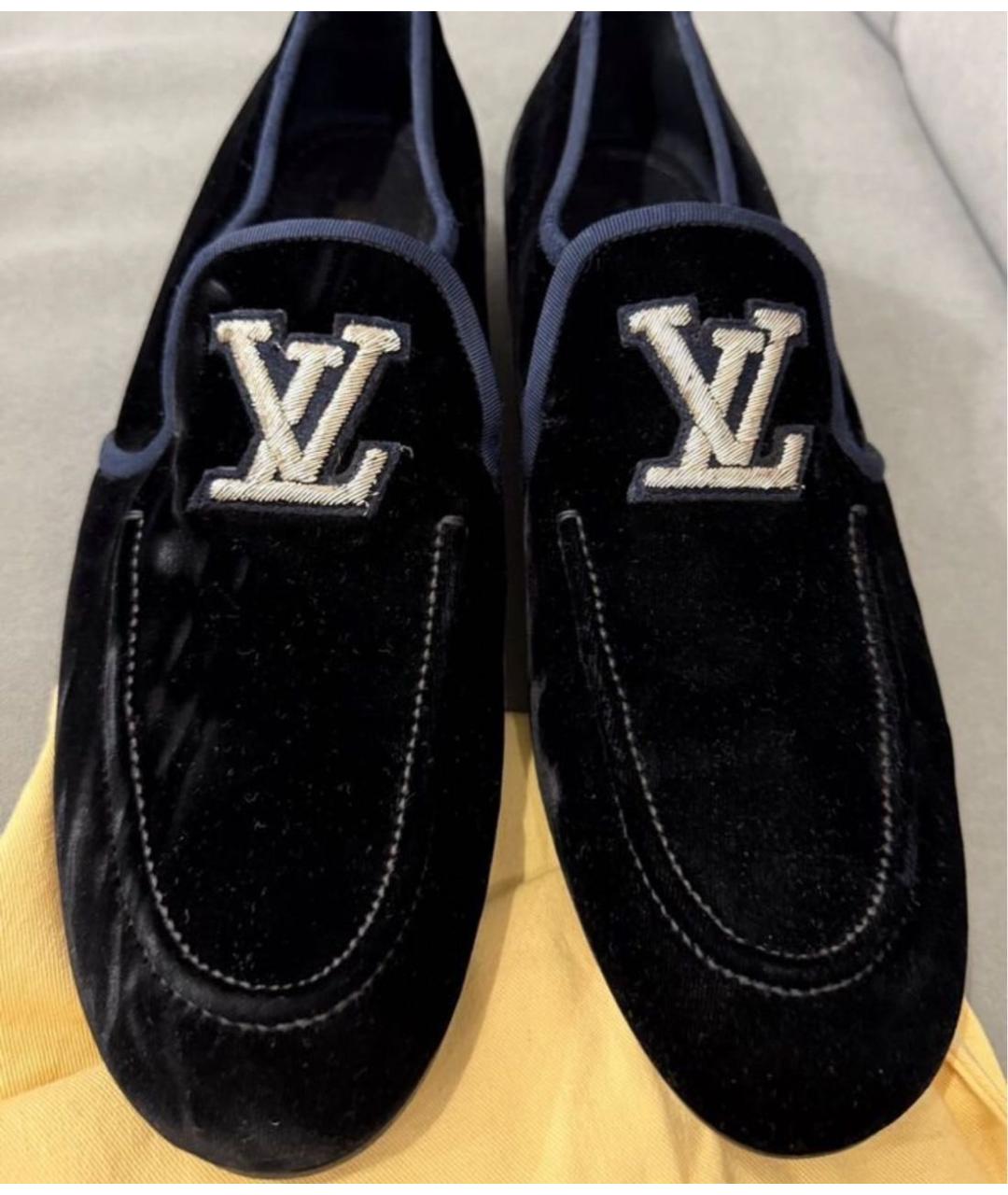 LOUIS VUITTON Темно-синие бархатные туфли, фото 2