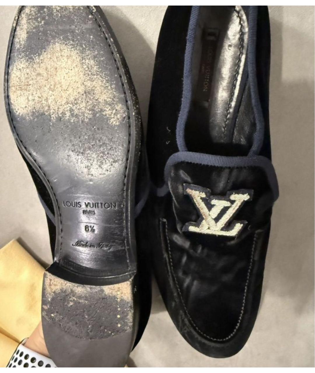 LOUIS VUITTON Темно-синие бархатные туфли, фото 5