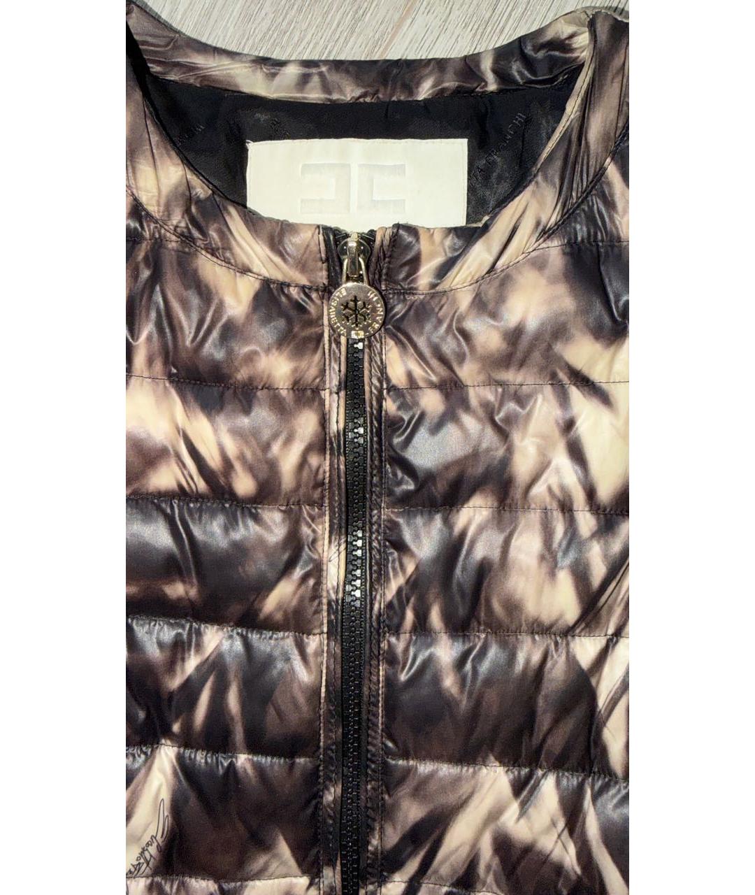 ELISABETTA FRANCHI Коричневый полиэстеровый пуховик, фото 4