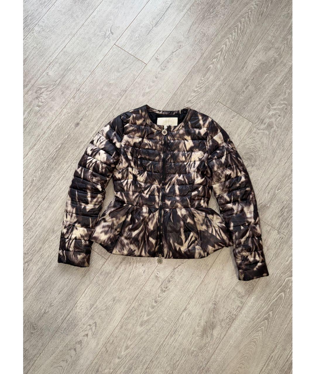 ELISABETTA FRANCHI Коричневый полиэстеровый пуховик, фото 9