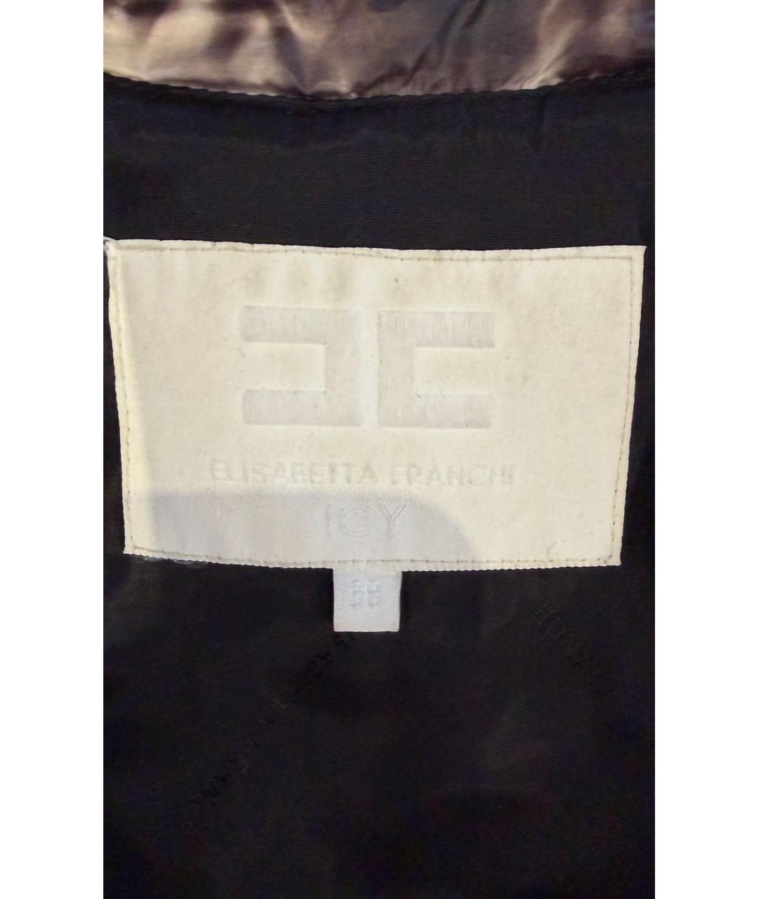 ELISABETTA FRANCHI Коричневый полиэстеровый пуховик, фото 3