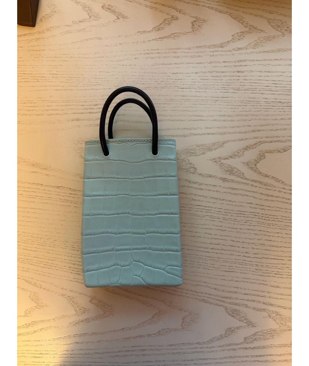 BALENCIAGA Бирюзовая кожаная сумка через плечо, фото 3