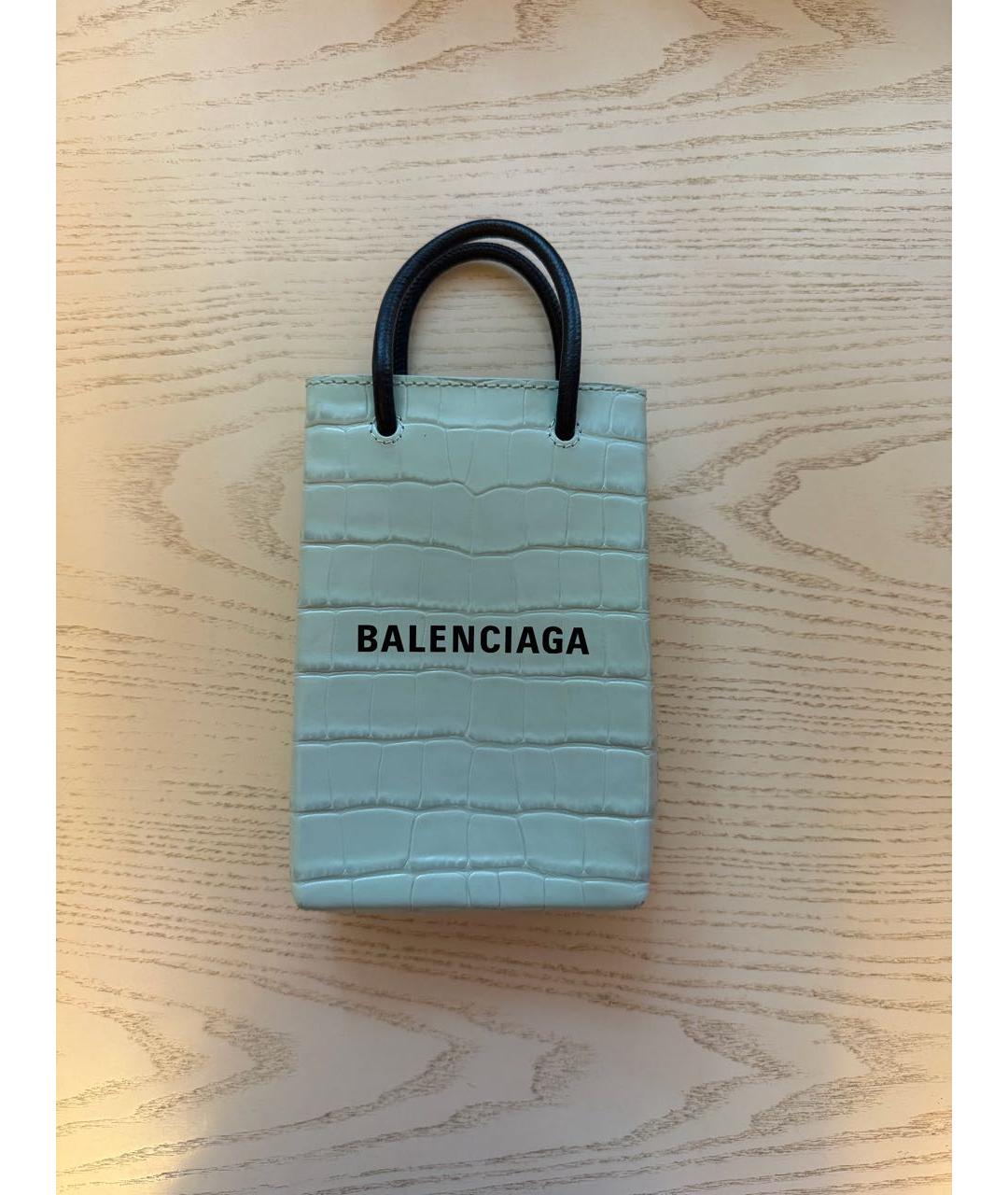 BALENCIAGA Бирюзовая кожаная сумка через плечо, фото 2