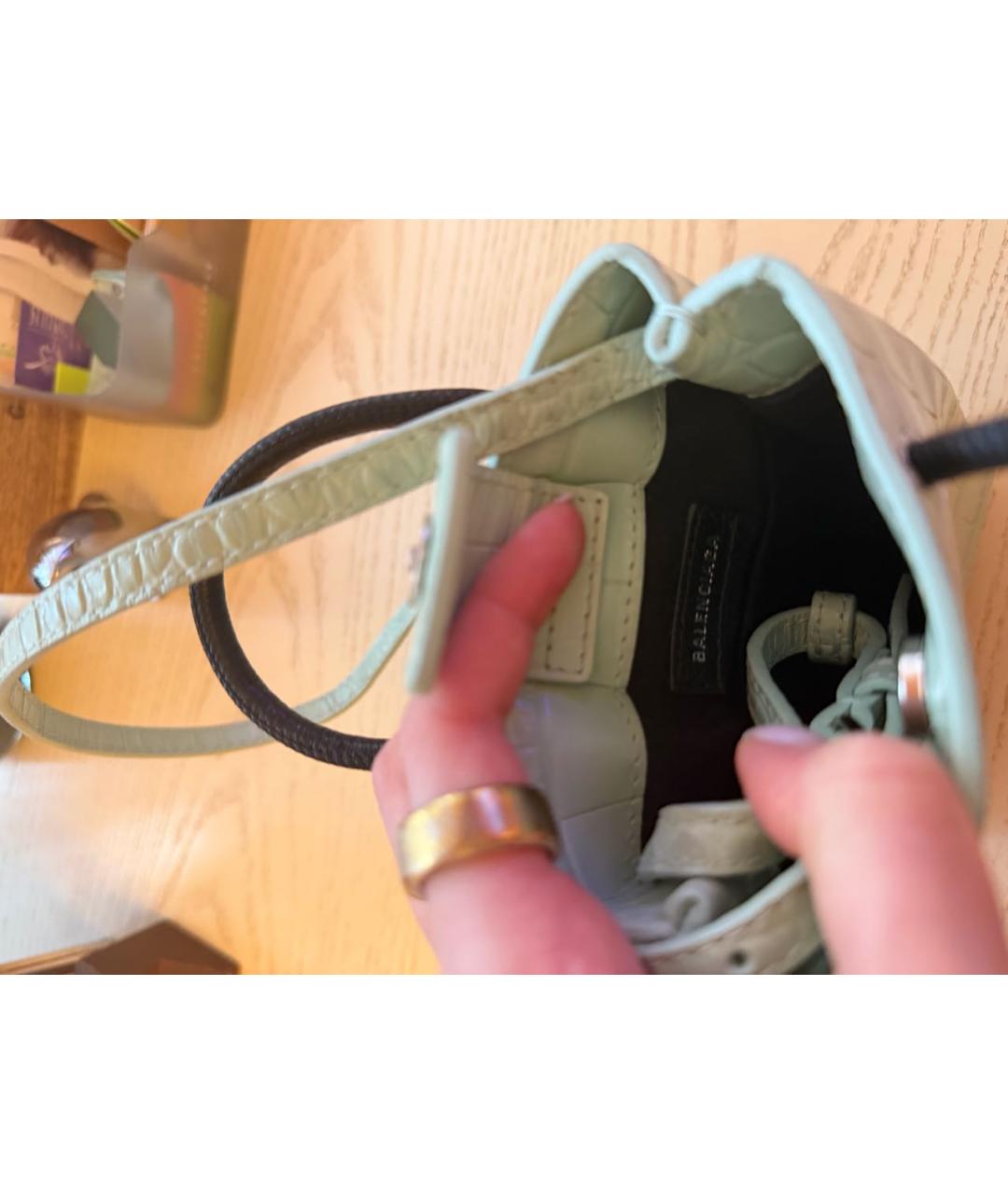 BALENCIAGA Бирюзовая кожаная сумка через плечо, фото 4