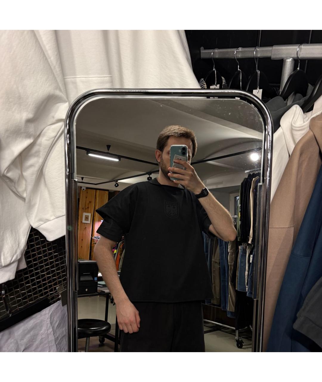 YEEZY Черная хлопковая футболка, фото 2