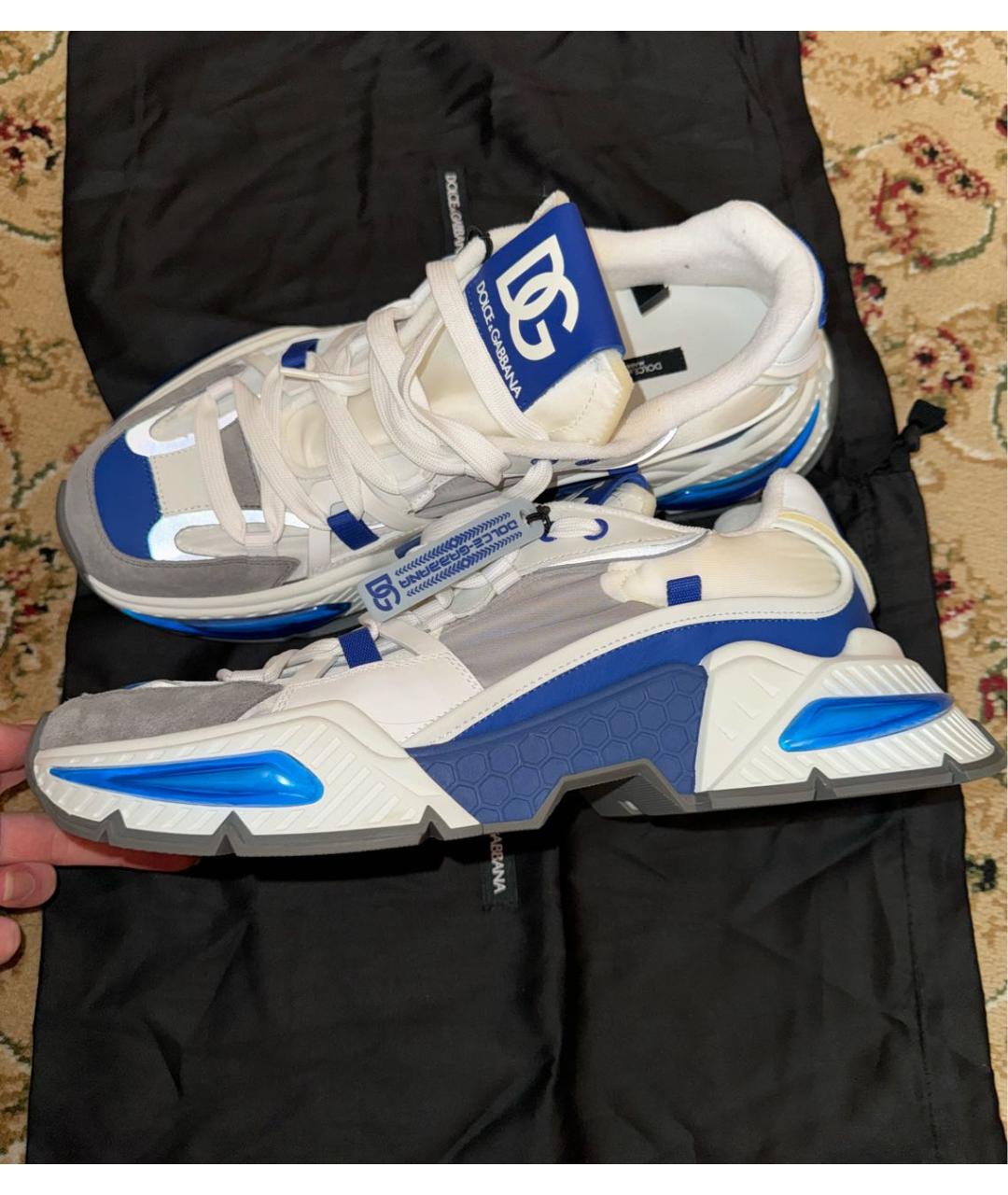 DOLCE&GABBANA Синие текстильные низкие кроссовки / кеды, фото 7