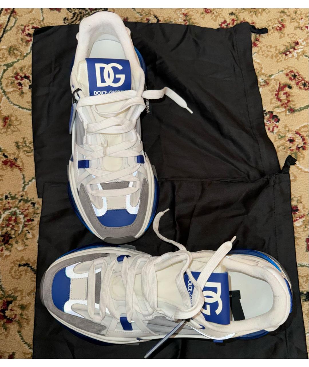 DOLCE&GABBANA Синие текстильные низкие кроссовки / кеды, фото 6