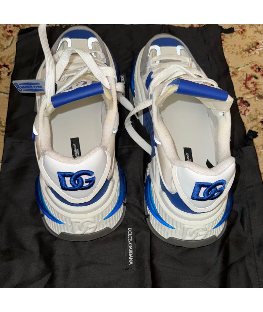 DOLCE&GABBANA Синие текстильные низкие кроссовки / кеды, фото 5