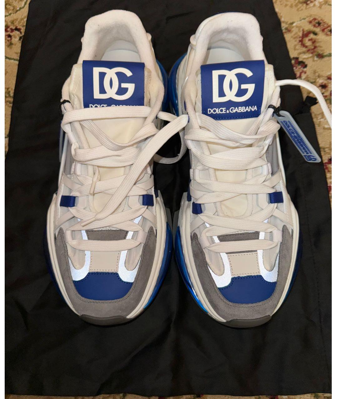 DOLCE&GABBANA Синие текстильные низкие кроссовки / кеды, фото 3