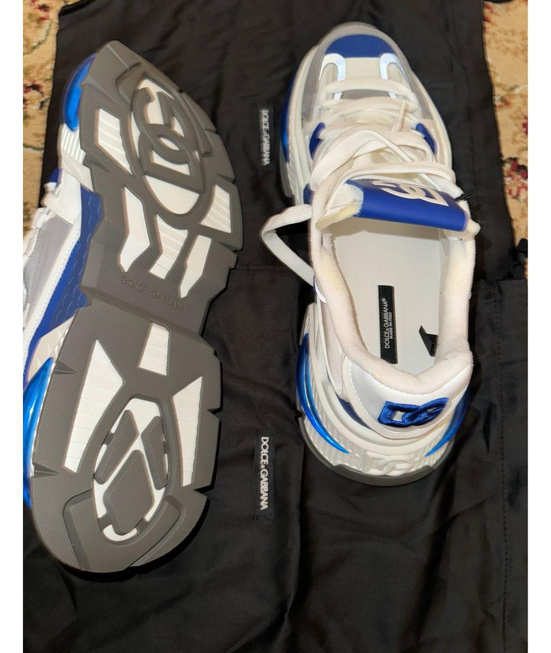 DOLCE&GABBANA Синие текстильные низкие кроссовки / кеды, фото 4