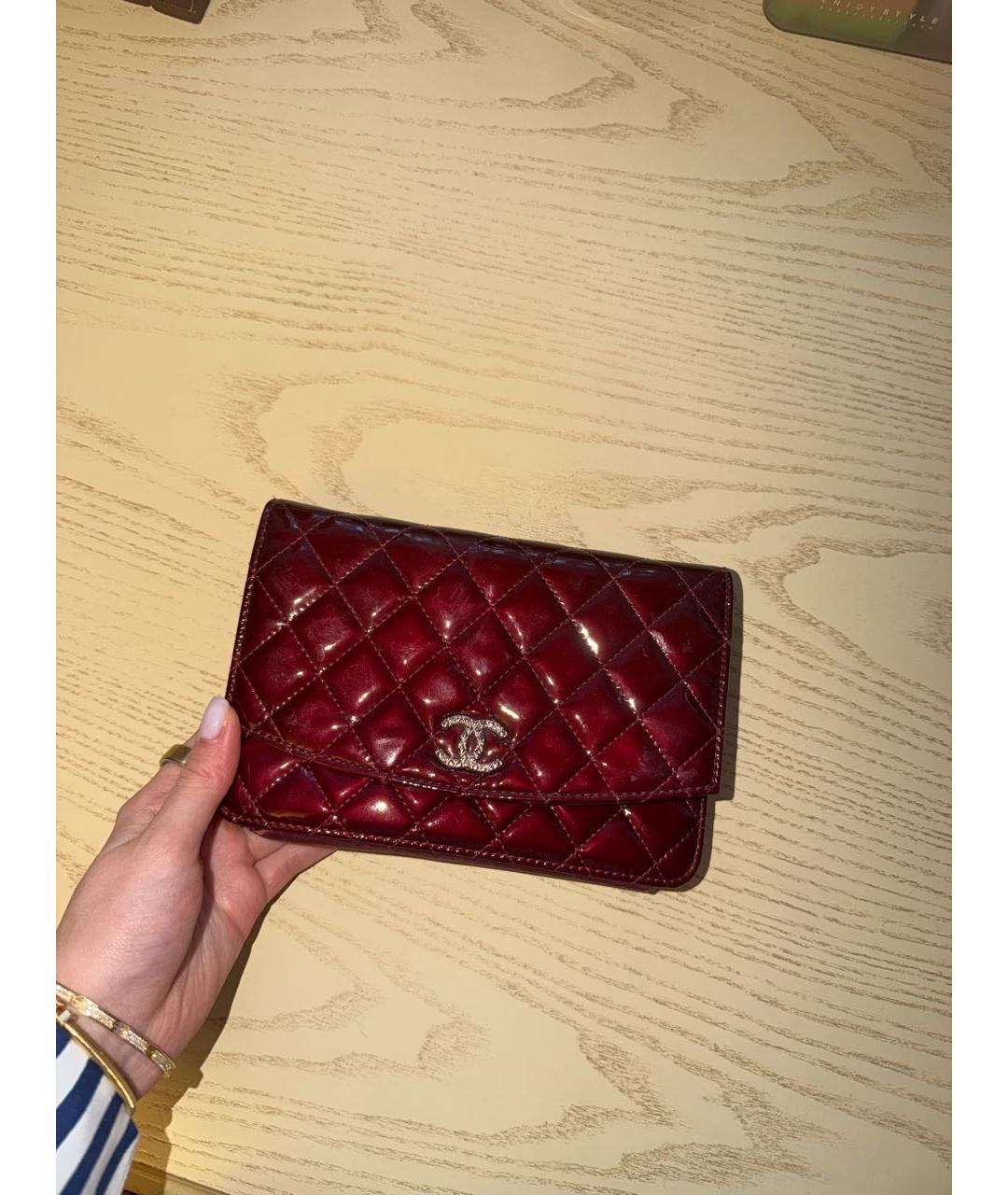 CHANEL Бордовая кожаная сумка через плечо, фото 2