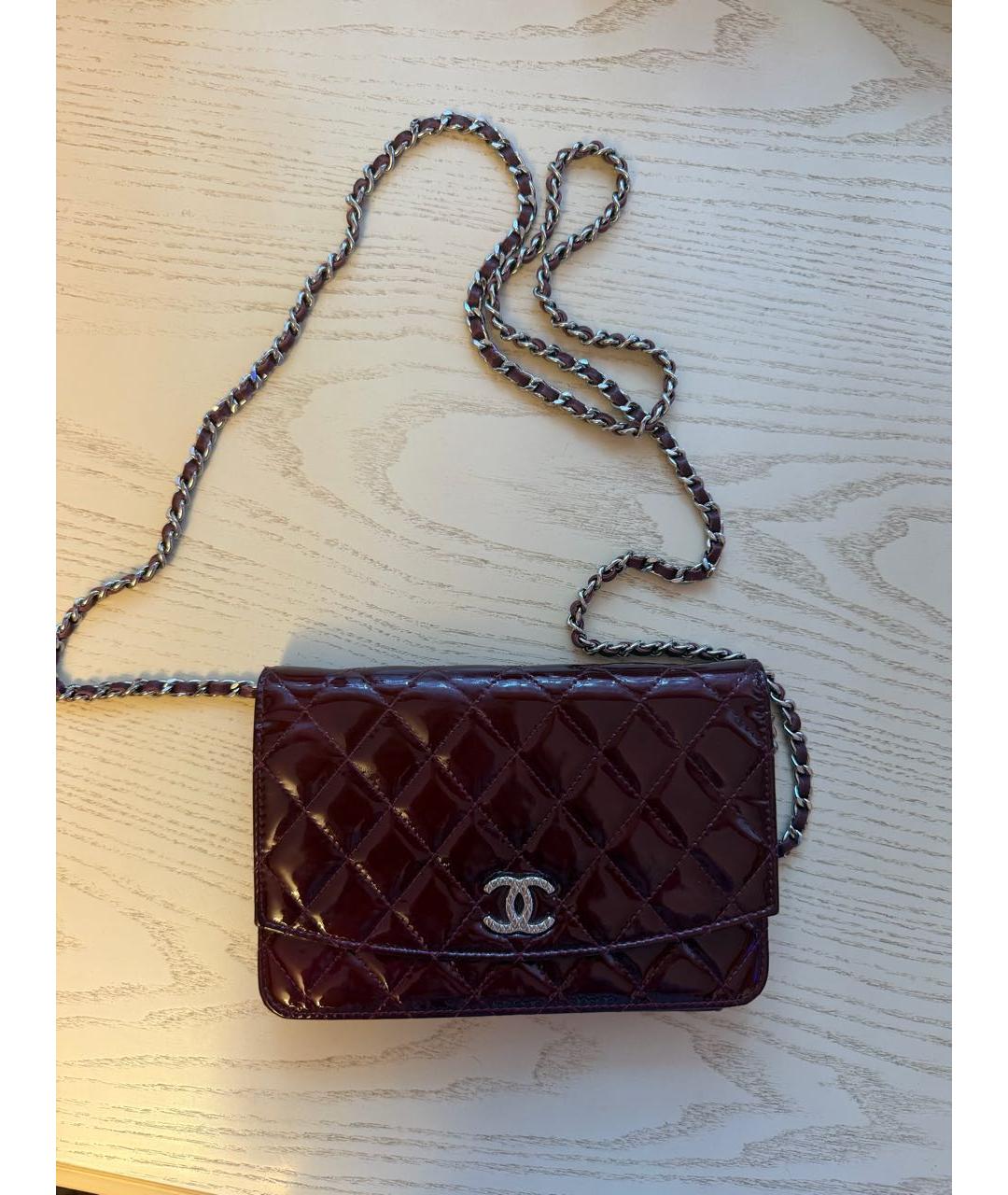 CHANEL Бордовая кожаная сумка через плечо, фото 5