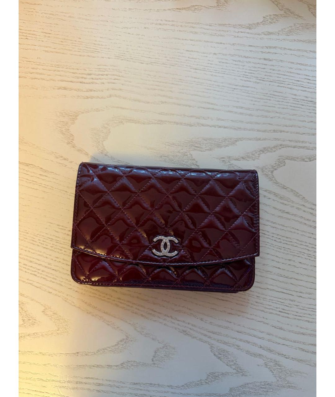 CHANEL Бордовая кожаная сумка через плечо, фото 7