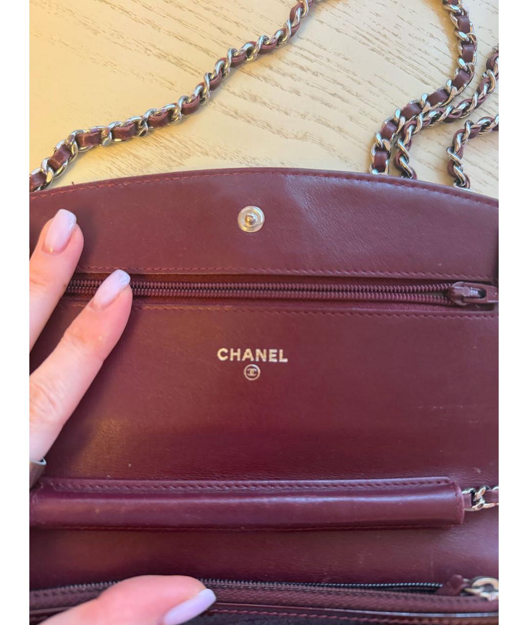 CHANEL Бордовая кожаная сумка через плечо, фото 4