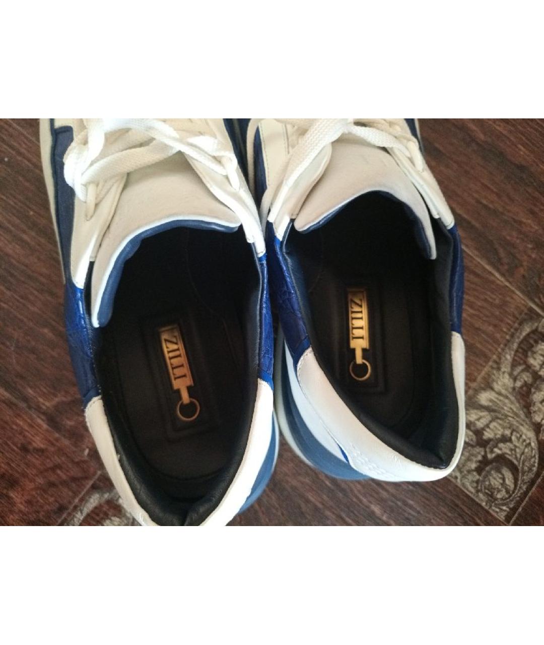 ZILLI Бежевые кожаные высокие кроссовки / кеды, фото 3