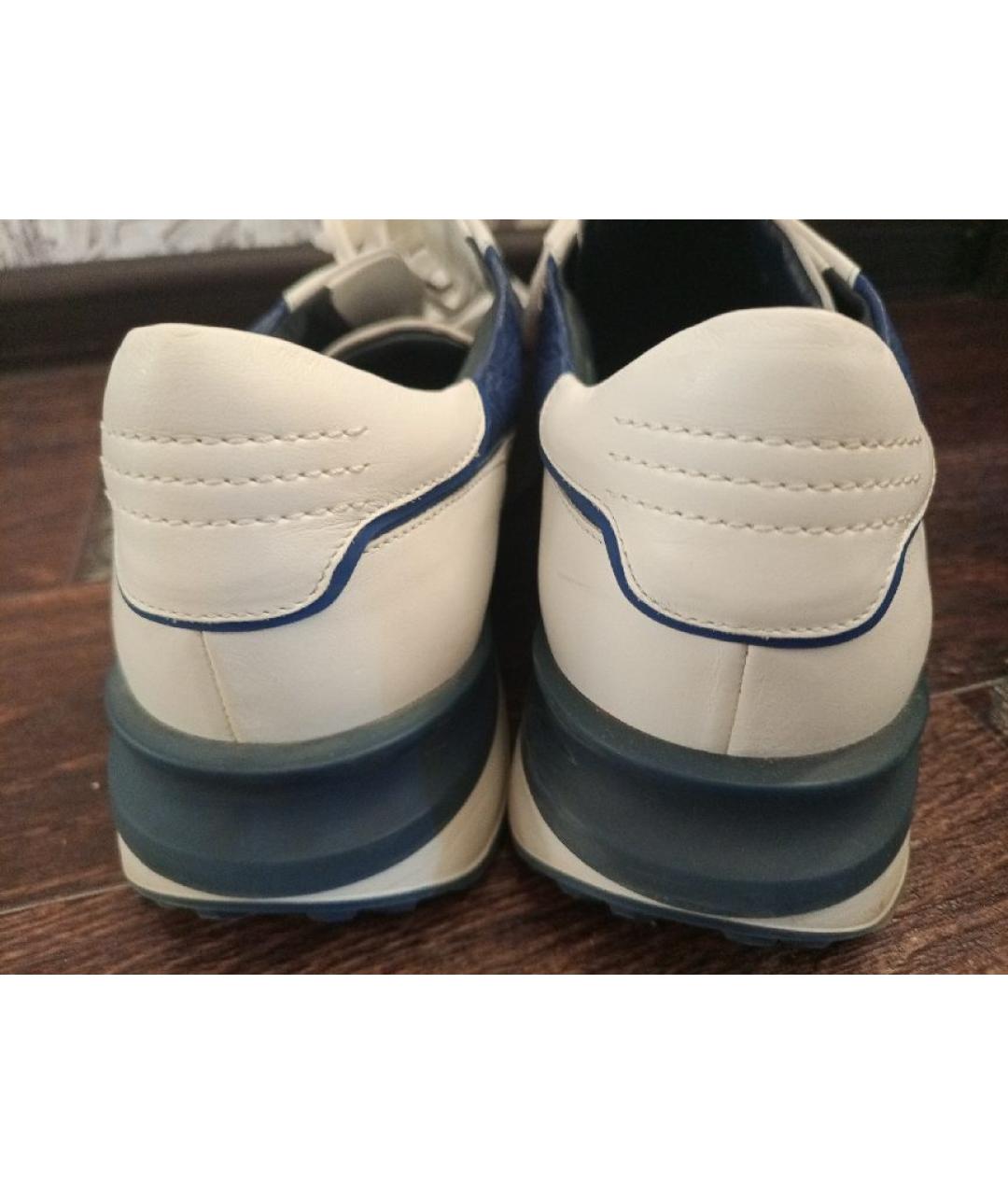 ZILLI Бежевые кожаные высокие кроссовки / кеды, фото 4