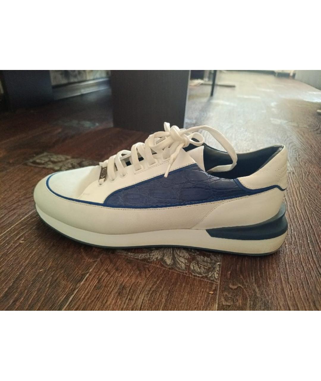 ZILLI Бежевые кожаные высокие кроссовки / кеды, фото 7