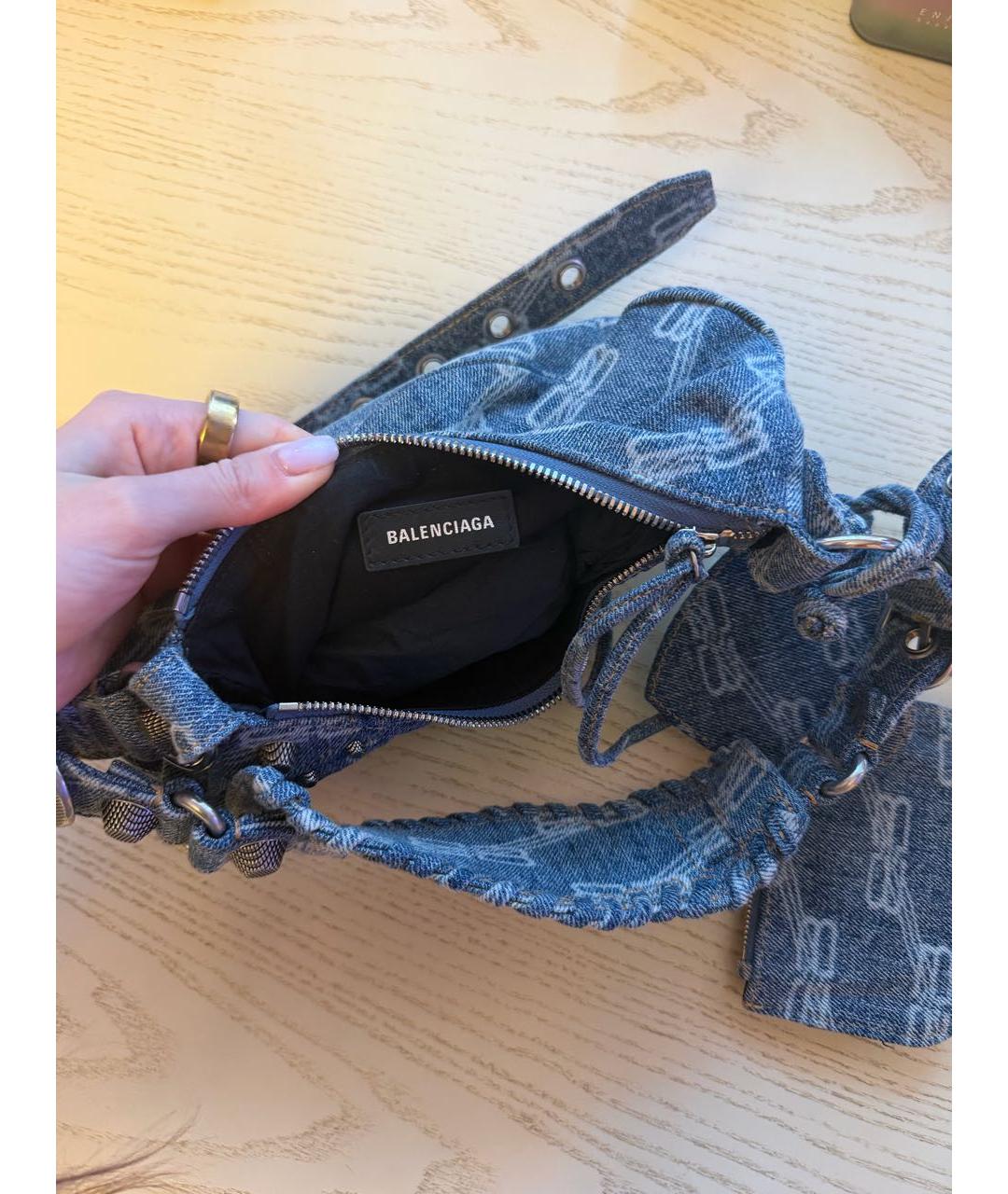 BALENCIAGA Синяя деним сумка с короткими ручками, фото 4