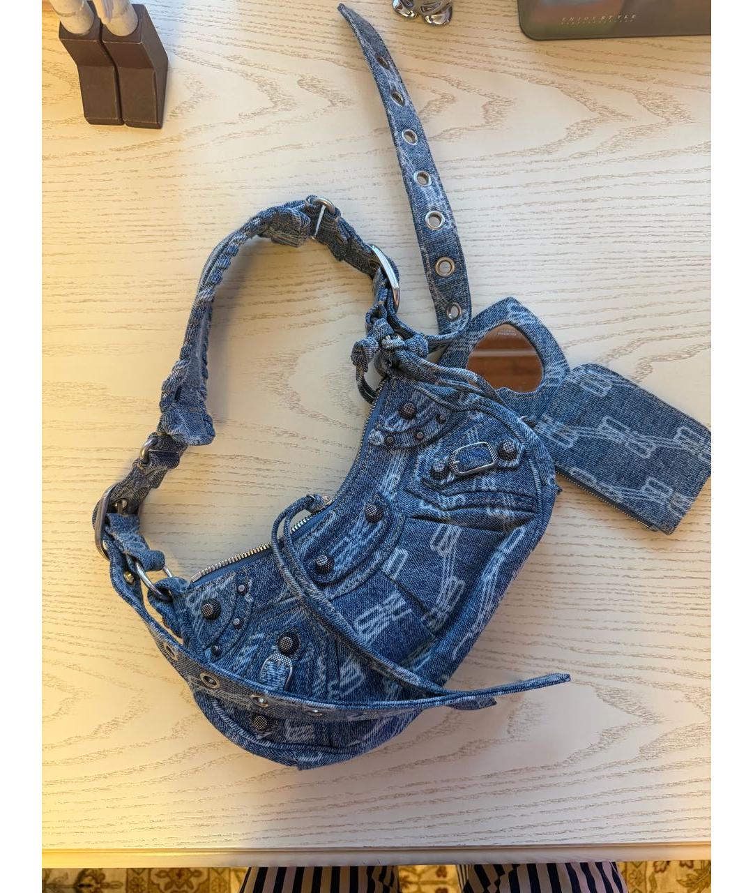 BALENCIAGA Синяя деним сумка с короткими ручками, фото 5