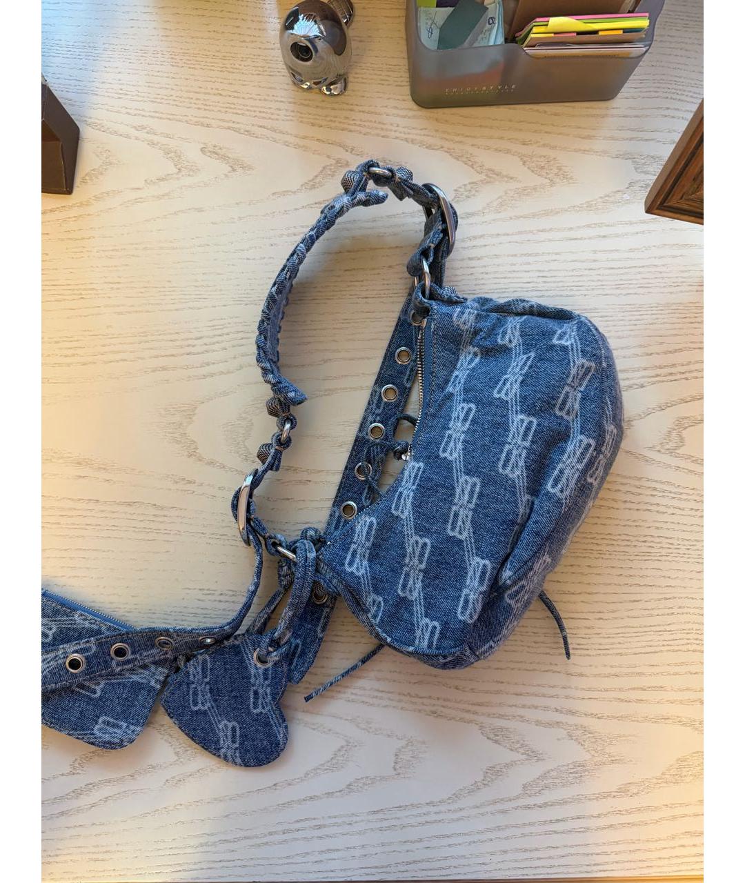 BALENCIAGA Синяя деним сумка с короткими ручками, фото 2
