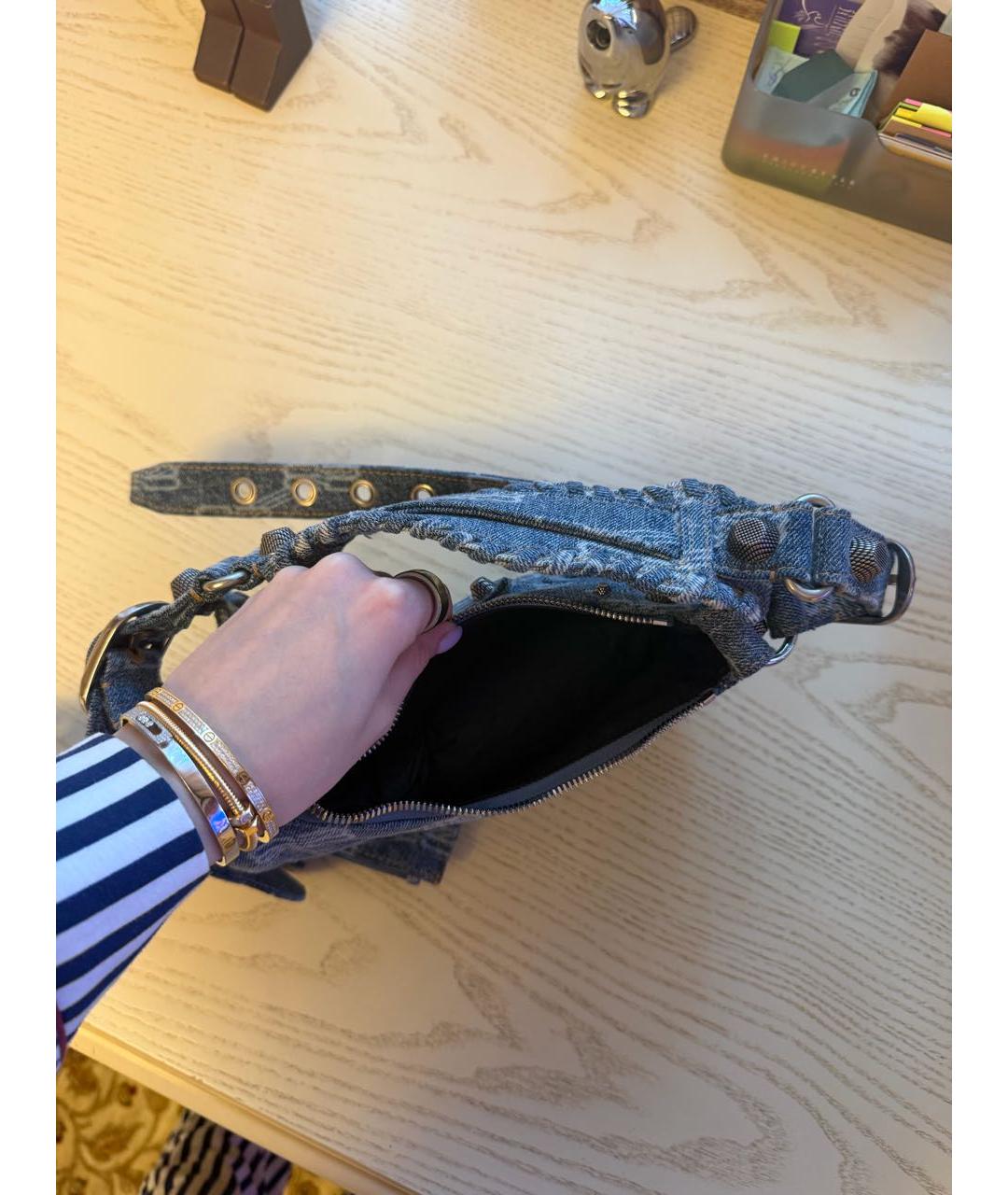 BALENCIAGA Синяя деним сумка с короткими ручками, фото 3