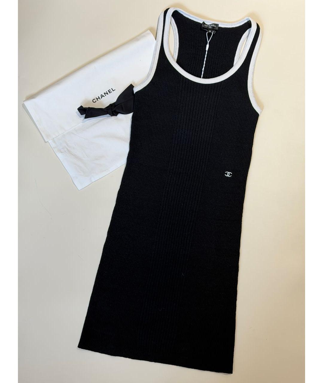 CHANEL Черное льняное повседневное платье, фото 5