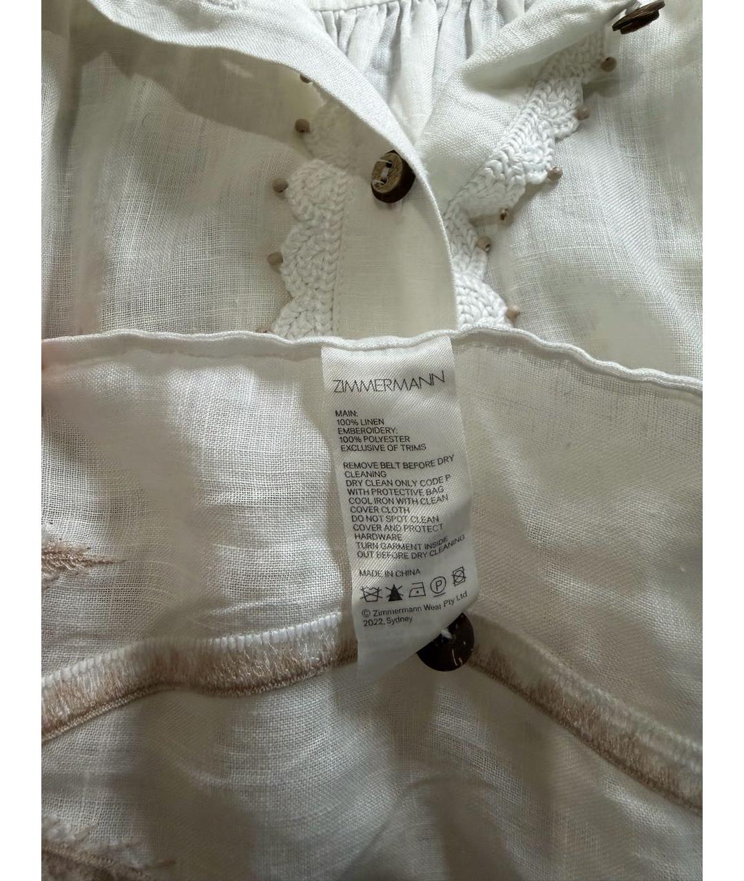 ZIMMERMANN Белое льняное повседневное платье, фото 5