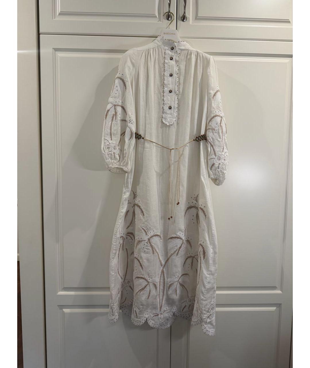ZIMMERMANN Белое льняное повседневное платье, фото 7