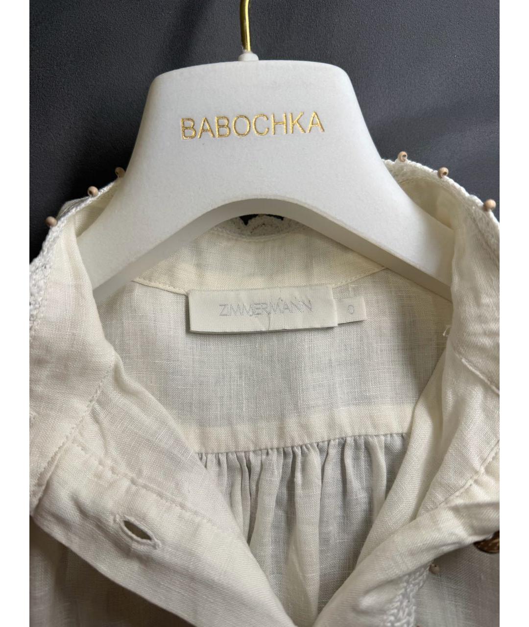 ZIMMERMANN Белое льняное повседневное платье, фото 3