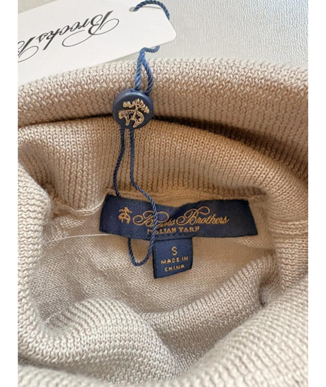 BROOKS Бежевый шерстяной джемпер / свитер, фото 5