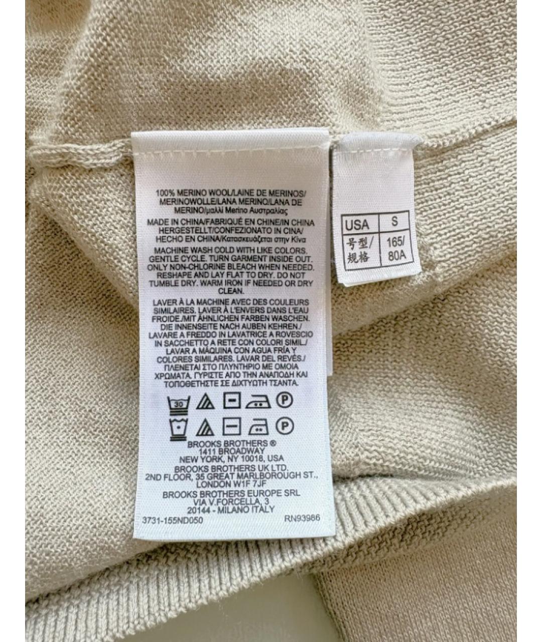 BROOKS Бежевый шерстяной джемпер / свитер, фото 6