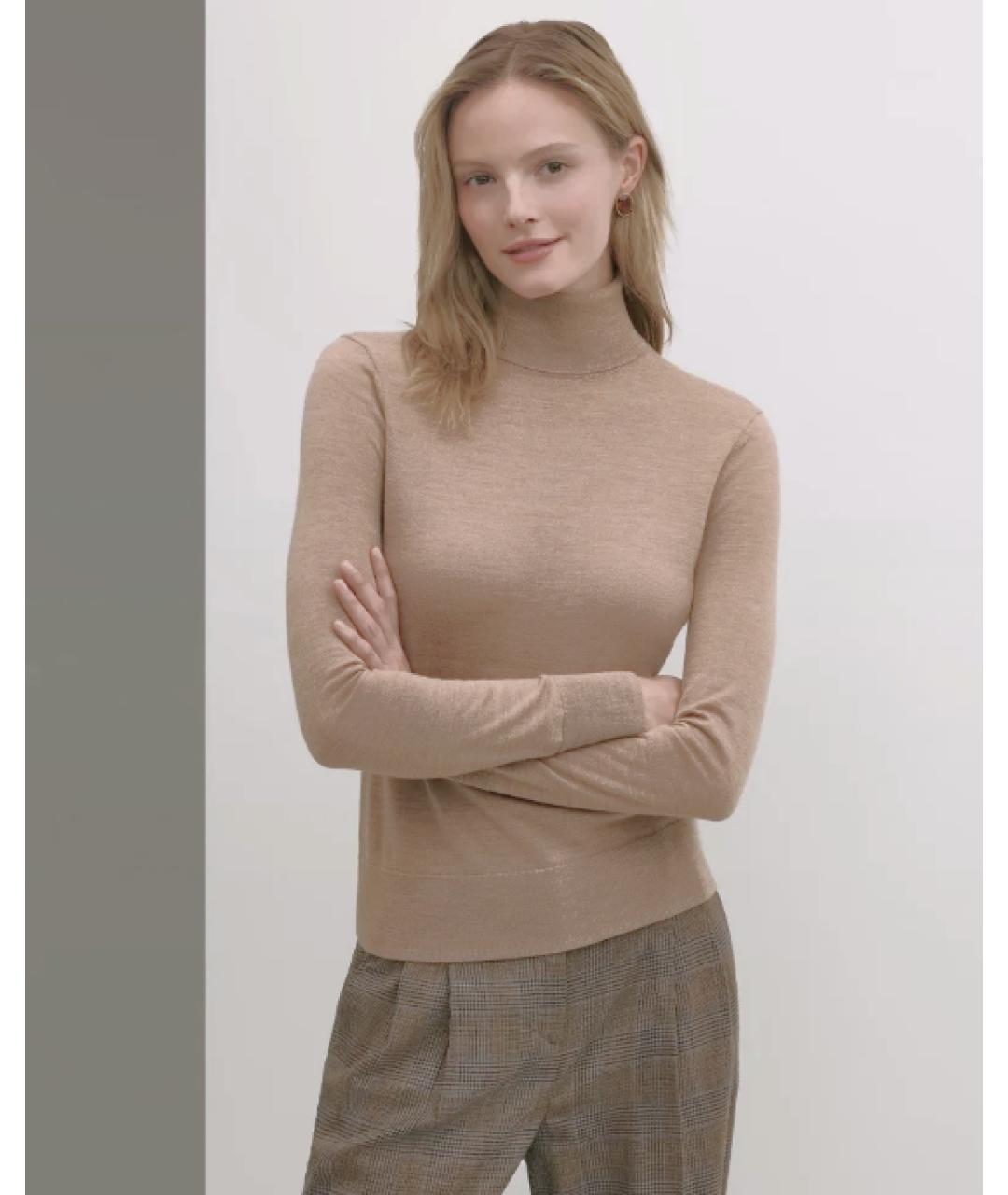 BROOKS Бежевый шерстяной джемпер / свитер, фото 2