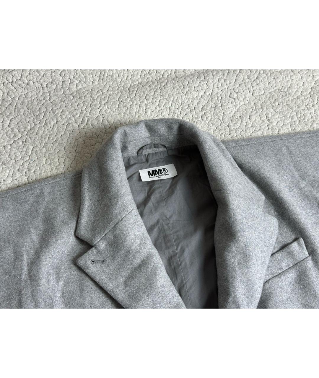 MM6 MAISON MARGIELA Серое шерстяное пальто, фото 2