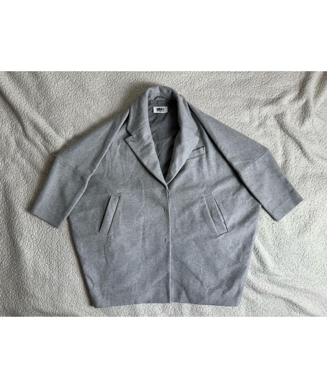 MM6 MAISON MARGIELA Серое шерстяное пальто, фото 7