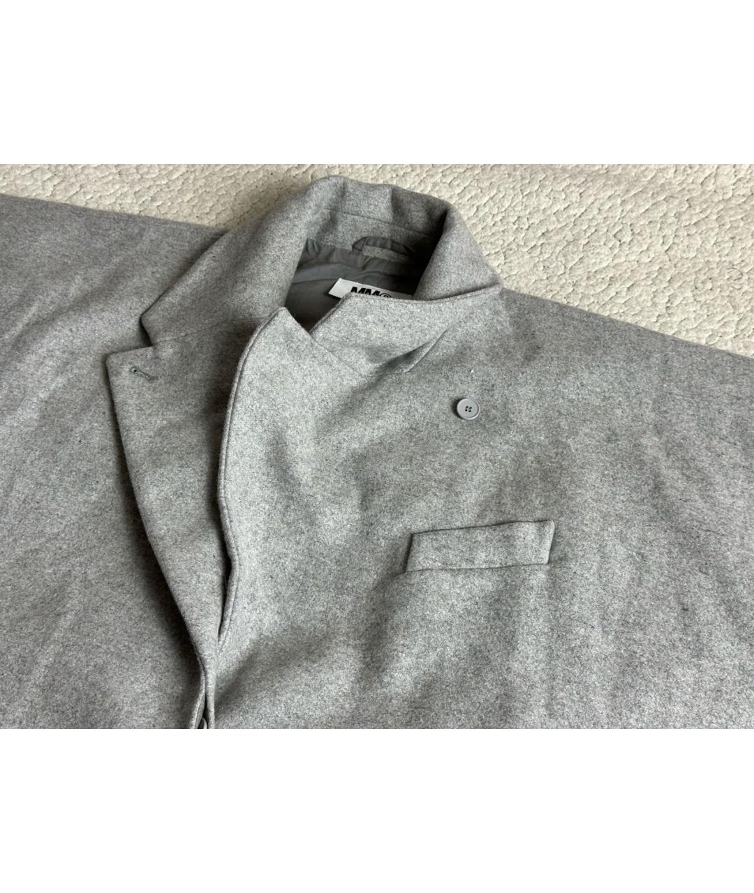 MM6 MAISON MARGIELA Серое шерстяное пальто, фото 3