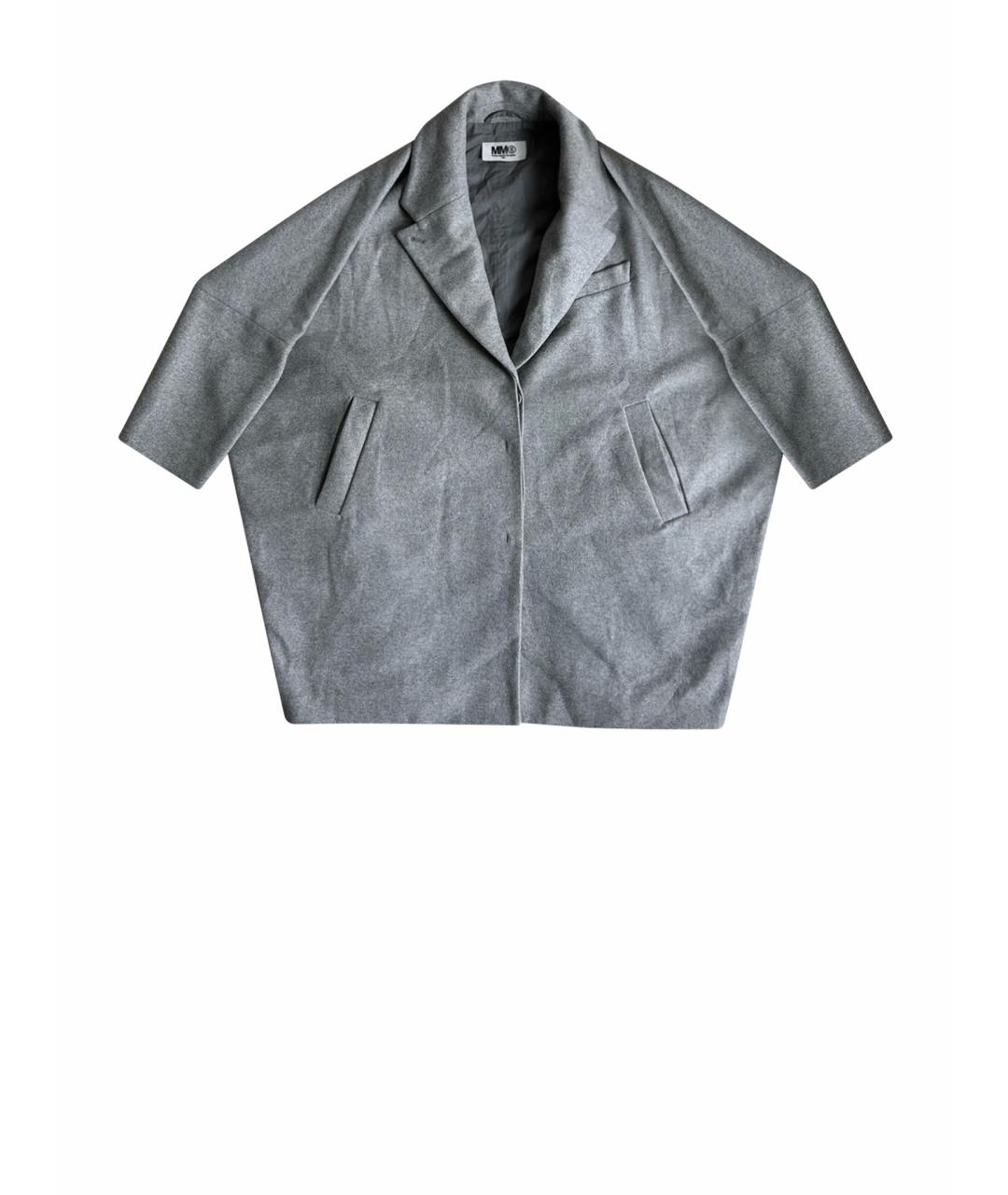 MM6 MAISON MARGIELA Серое шерстяное пальто, фото 1