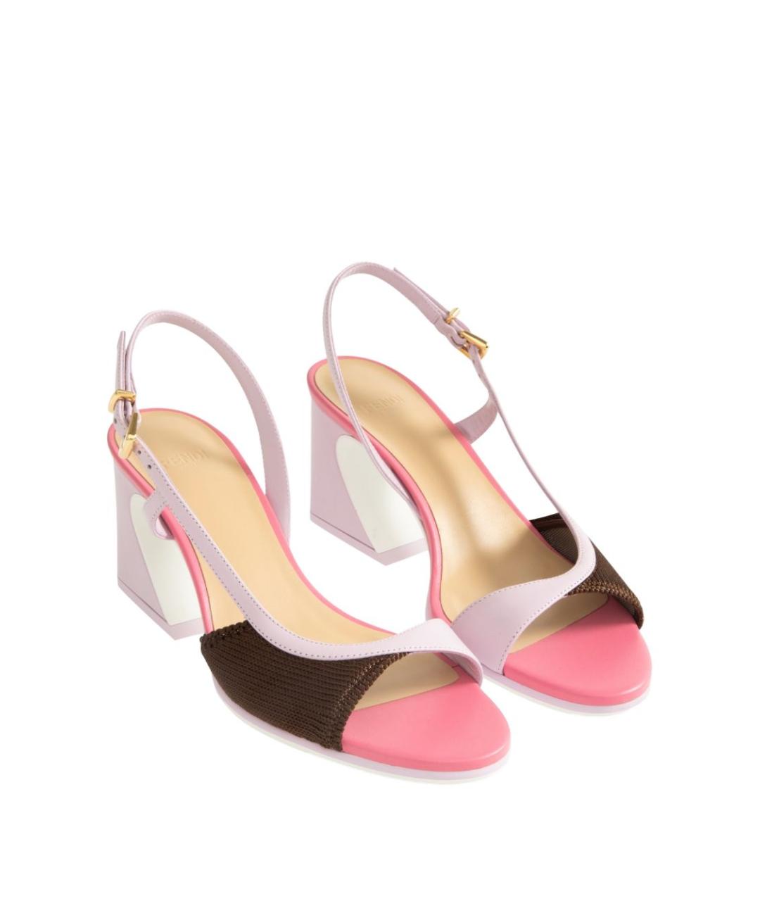 FENDI Розовые кожаные босоножки, фото 2