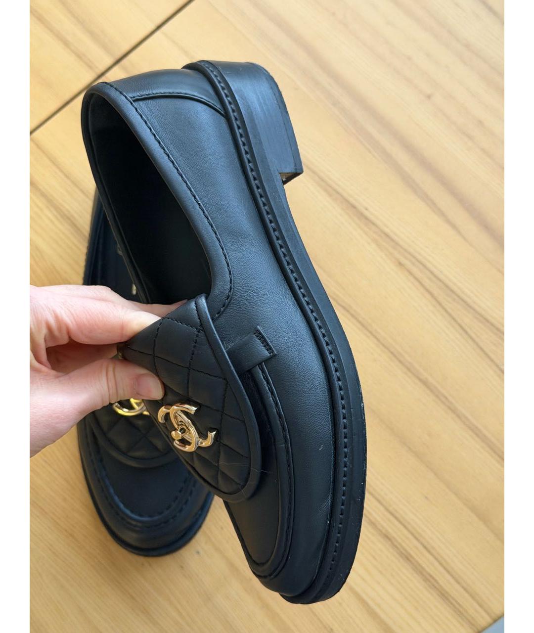 CHANEL Черные кожаные лоферы, фото 5