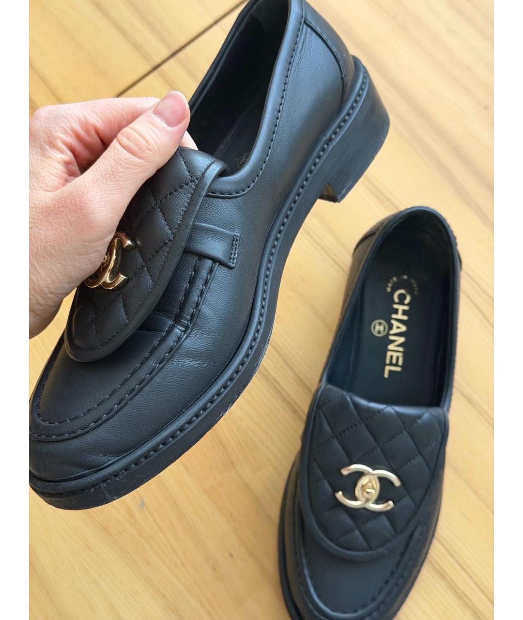 CHANEL Черные кожаные лоферы, фото 8