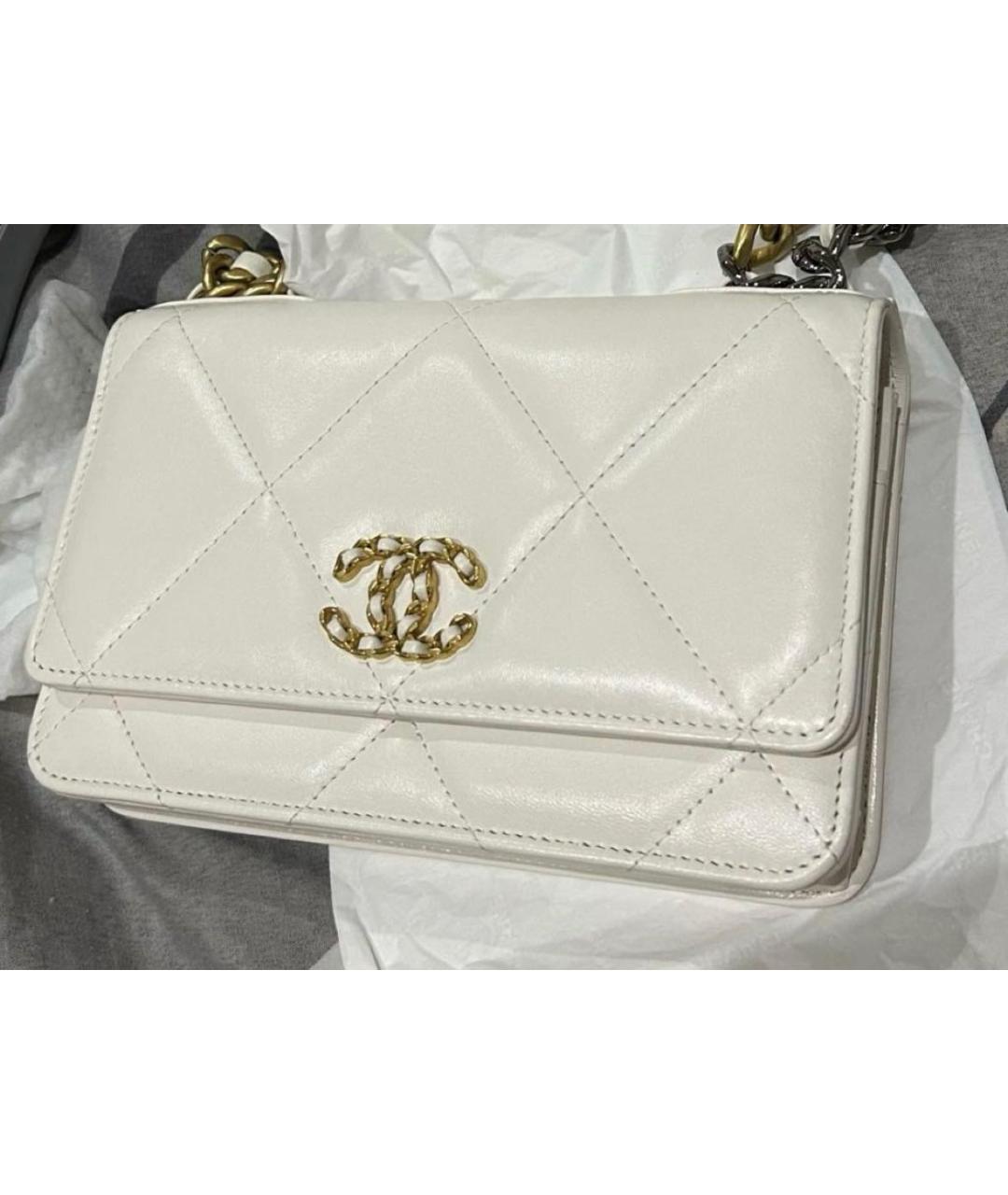 CHANEL Белая кожаная сумка через плечо, фото 8