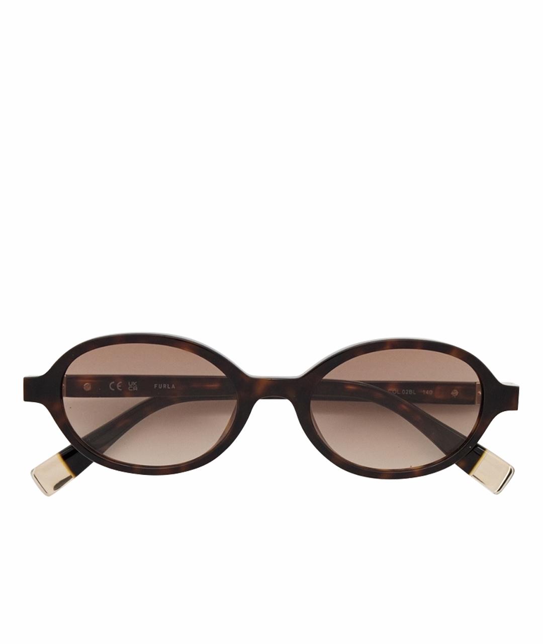 FURLA Коричневые пластиковые солнцезащитные очки, фото 1