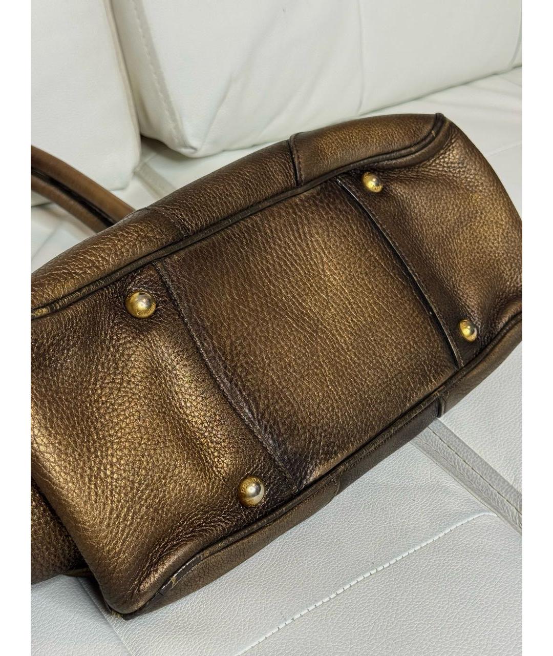 PRADA Золотая кожаная сумка тоут, фото 5