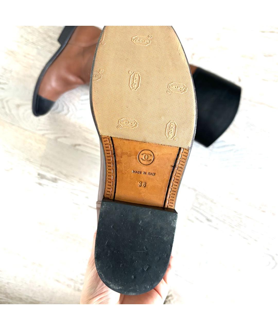 CHANEL Коричневые кожаные сапоги, фото 4