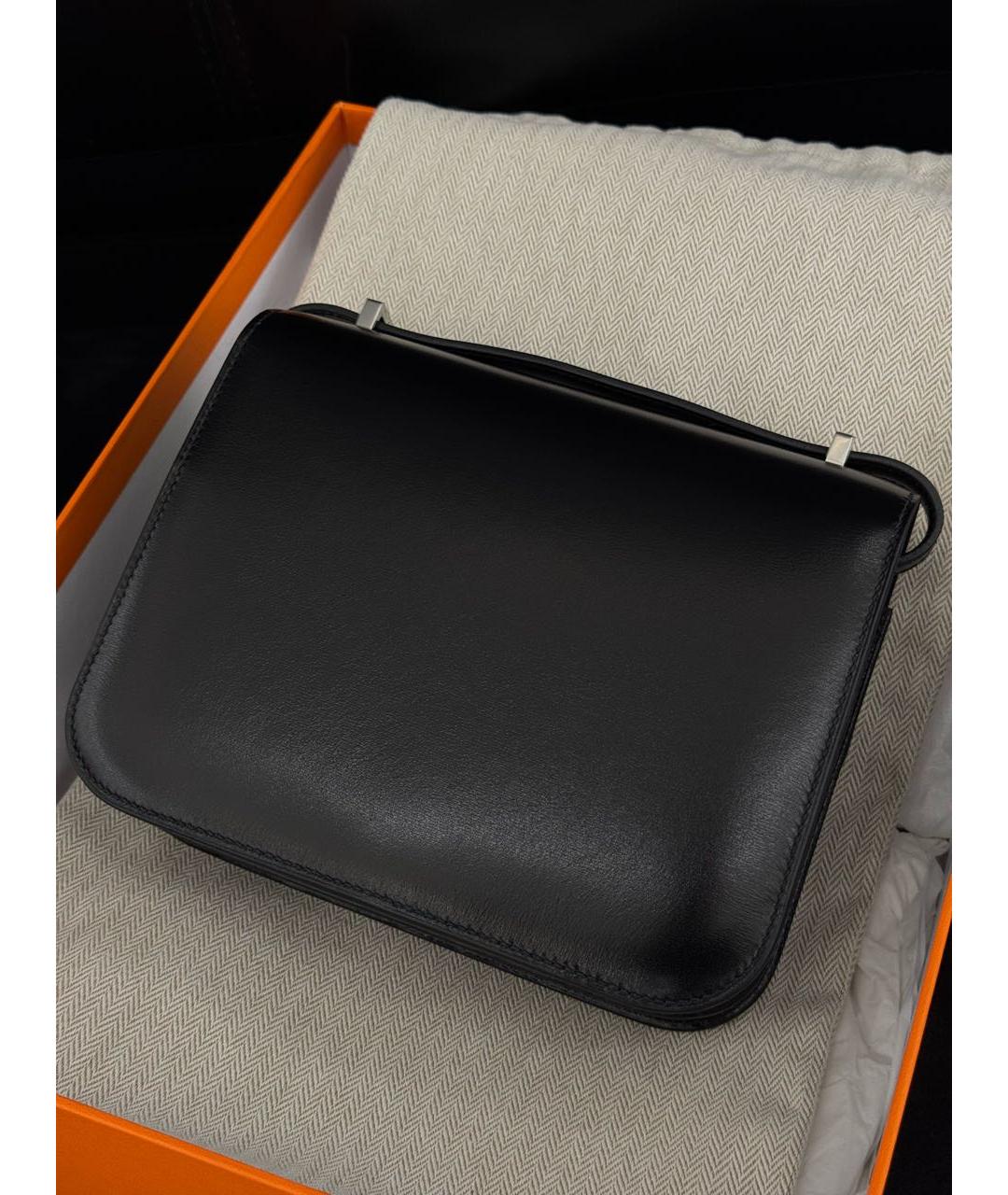 HERMES Черная кожаная сумка через плечо, фото 3